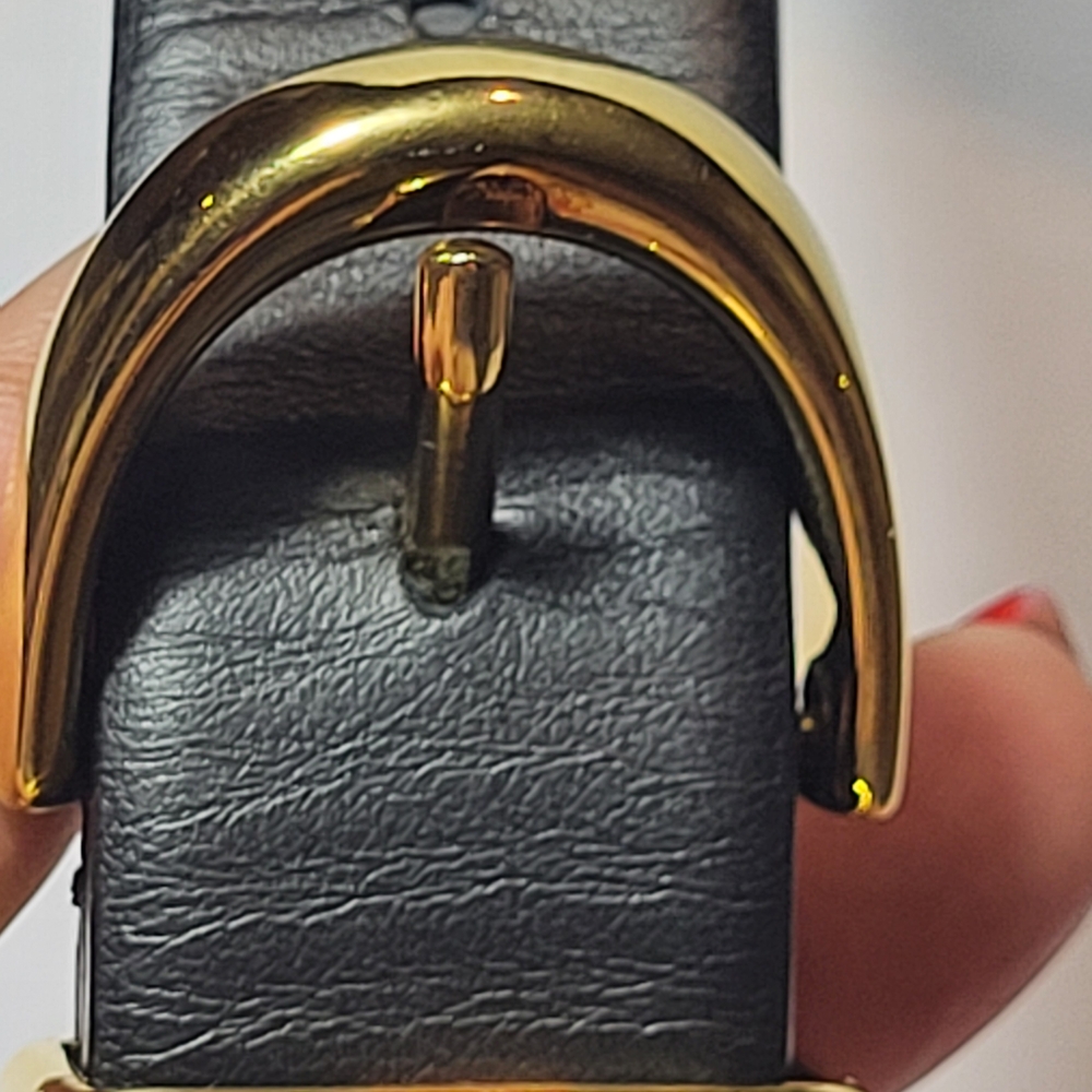 KHAITE Elegant Black Leather Belt with Gold Buckle. Not Original Pack. # 245 - Picture 6 of 14